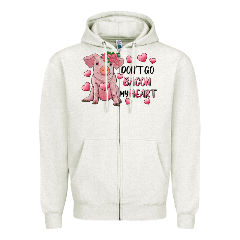 Valentine's Day Don't Go Bacon My Heart Zipper Hoodie by RanaPortraitStore | Teevron