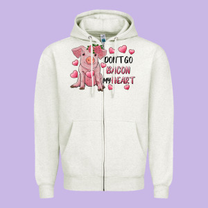 Valentine's Day Don't Go Bacon My Heart Zipper Hoodie Designed By Ranaportraitstore