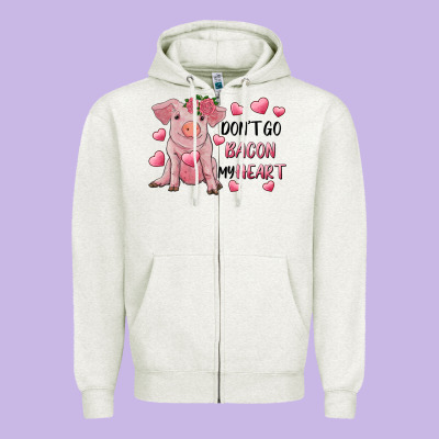 Valentine's Day Don't Go Bacon My Heart Zipper Hoodie Designed By Ranaportraitstore