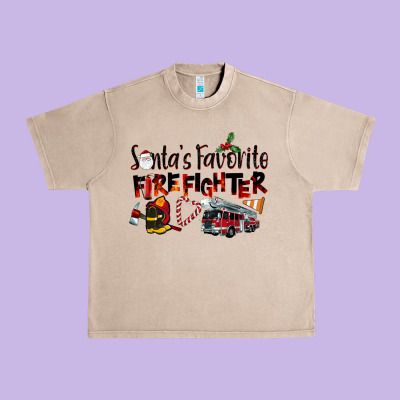 Santa's Favorite Firefighter Urban Heavy Tee Designed By Lillyallendesigns