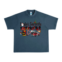 Midnight Navy Santa's Favorite Firefighter Urban Heavy Tee - LillyAllenDesigns