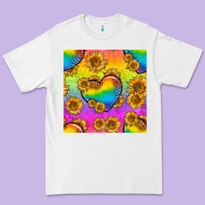 Pride Lgbtq Leopard Hearts And Sunflowers Seamless Premium Tee Designed By Bundleandbundleshop