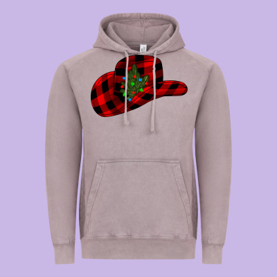 Cowboy Christmas Vintage Hoodie Designed By Cowhidedigitalart