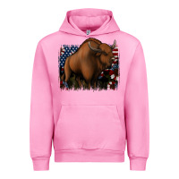 Fuchsia Pink American Bison Urban Hoodie - Jasminsmagicworld