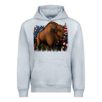 Heather Grey American Bison Urban Hoodie - Jasminsmagicworld