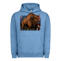 Pigment Pebble Blue American Bison Urban Hoodie - Jasminsmagicworld