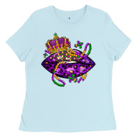 Baby Blue mardi gras lips Ladies Tee - LillyAllenDesigns
