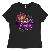 Black mardi gras lips Ladies Tee - LillyAllenDesigns