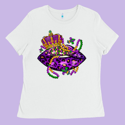 Mardi Gras Lips Ladies Tee Designed By Lillyallendesigns