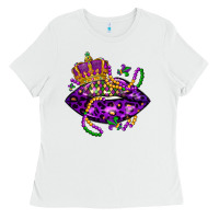 White mardi gras lips Ladies Tee - LillyAllenDesigns