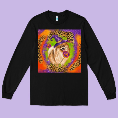 Halloween Pomeranian Dog Long Sleeve Tee Designed By Lillyallendesigns