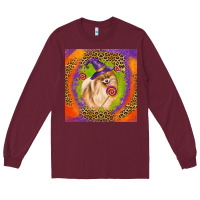 Burgundy Halloween Pomeranian Dog Long Sleeve Tee - LillyAllenDesigns