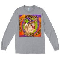 Heather Grey Halloween Pomeranian Dog Long Sleeve Tee - LillyAllenDesigns