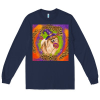 Navy Halloween Pomeranian Dog Long Sleeve Tee - LillyAllenDesigns