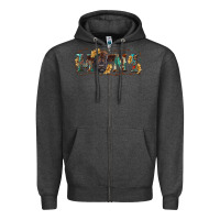 Charcoal Heather Western mini black highland calf Zipper Hoodie - RanaPortraitStore