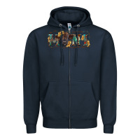 Navy Western mini black highland calf Zipper Hoodie - RanaPortraitStore