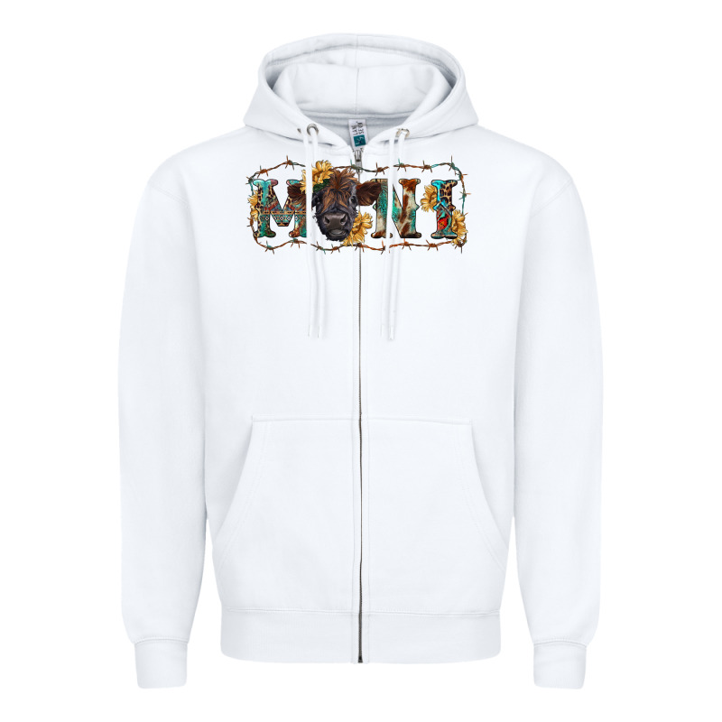 Western Mini Black Highland Calf Zipper Hoodie by RanaPortraitStore | Teevron