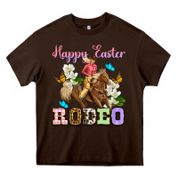 Chocolate Brown Happy Easter rodeo cowgirl Heavy Core Tee - OliviaCreatesArt