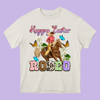 Happy Easter Rodeo Cowgirl Heavy Core Tee Designed By Oliviacreatesart