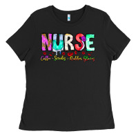 Black Nurse Coffee Scrubs Rubber Gloves Ladies Tee - CowhideDigitalArt