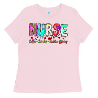 Bubblegum Pink Nurse Coffee Scrubs Rubber Gloves Ladies Tee - CowhideDigitalArt