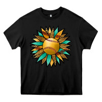 Black Softball Sunflower Heavy Core Tee - Jasminsmagicworld