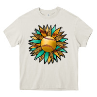 Cream Softball Sunflower Heavy Core Tee - Jasminsmagicworld