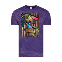 Cloud Purple American Flag With Bass Fish Vintage Tee - LillyAllenDesigns