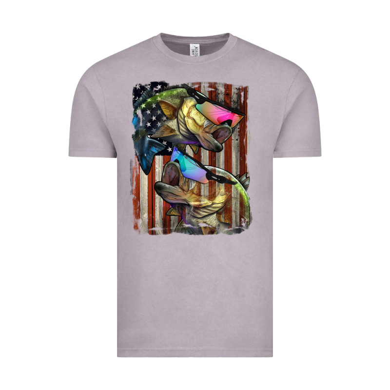 American Flag With Bass Fish Vintage Tee by LillyAllenDesigns | Teevron