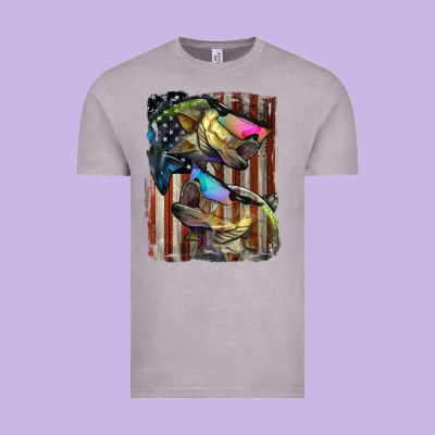 American Flag With Bass Fish Vintage Tee Designed By Lillyallendesigns