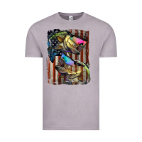 Vintage Zinc American Flag With Bass Fish Vintage Tee - LillyAllenDesigns