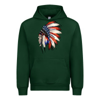 Forest Green 4th of July Indian Headdress Gypsy Spirit Skull Urban Hoodie - Jasminsmagicworld