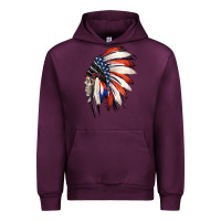 Mauve Wine 4th of July Indian Headdress Gypsy Spirit Skull Urban Hoodie - Jasminsmagicworld