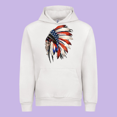 4th Of July Indian Headdress Gypsy Spirit Skull Urban Hoodie Designed By Jasminsmagicworld