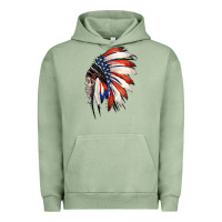 Pigment Oil Green 4th of July Indian Headdress Gypsy Spirit Skull Urban Hoodie - Jasminsmagicworld