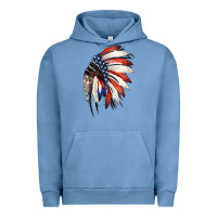 Pigment Pebble Blue 4th of July Indian Headdress Gypsy Spirit Skull Urban Hoodie - Jasminsmagicworld