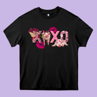 Valentine's Day Pig Xoxo Heavy Core Tee Designed By Fadigitalartstudio