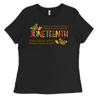 Black colorful juneteenth celebration art Ladies Tee - LillyAllenDesigns