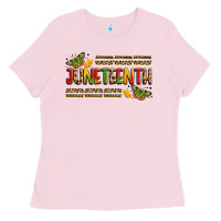 Bubblegum Pink colorful juneteenth celebration art Ladies Tee - LillyAllenDesigns