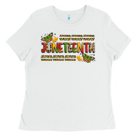 White colorful juneteenth celebration art Ladies Tee - LillyAllenDesigns