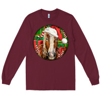 Burgundy Belgian Horse  Christmas Long Sleeve Tee - LillyAllenDesigns