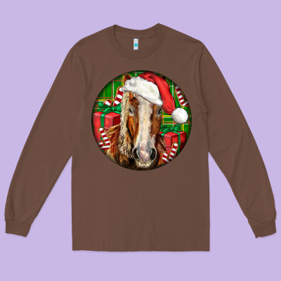 Belgian Horse  Christmas Long Sleeve Tee Designed By Lillyallendesigns