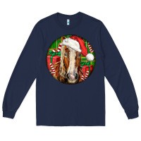 Navy Belgian Horse  Christmas Long Sleeve Tee - LillyAllenDesigns