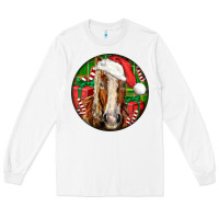 White Belgian Horse  Christmas Long Sleeve Tee - LillyAllenDesigns