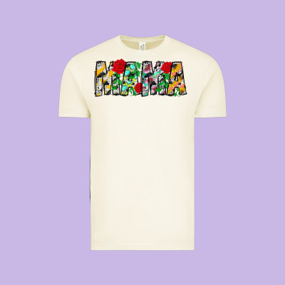 Floral Animal Print Mama Vintage Tee Designed By Cowhidedigitalart