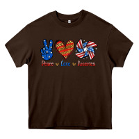 Chocolate Brown Peace Love America Heavy Core Tee - Jasminsmagicworld