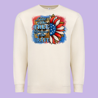 Patriotic Sunflower Land Of The Free Premium Sweatshirt Designed By Jasminsmagicworld