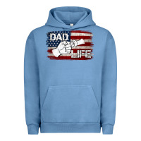 Pigment Pebble Blue Dad Life with American Flag Urban Hoodie - Jasminsmagicworld