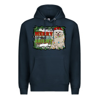 Navy merry and bright pomeranian Premium Hoodie - RanaPortraitStore