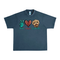 Midnight Navy Peace Love Toy Poodle Urban Heavy Tee - Jasminsmagicworld